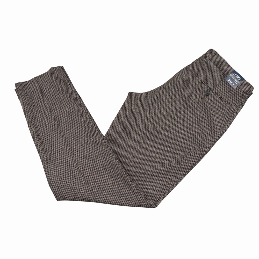 J crew Pants Mens 34x33 Thompson Houndstooth‎ Tapered Flat Front Polyester Blend